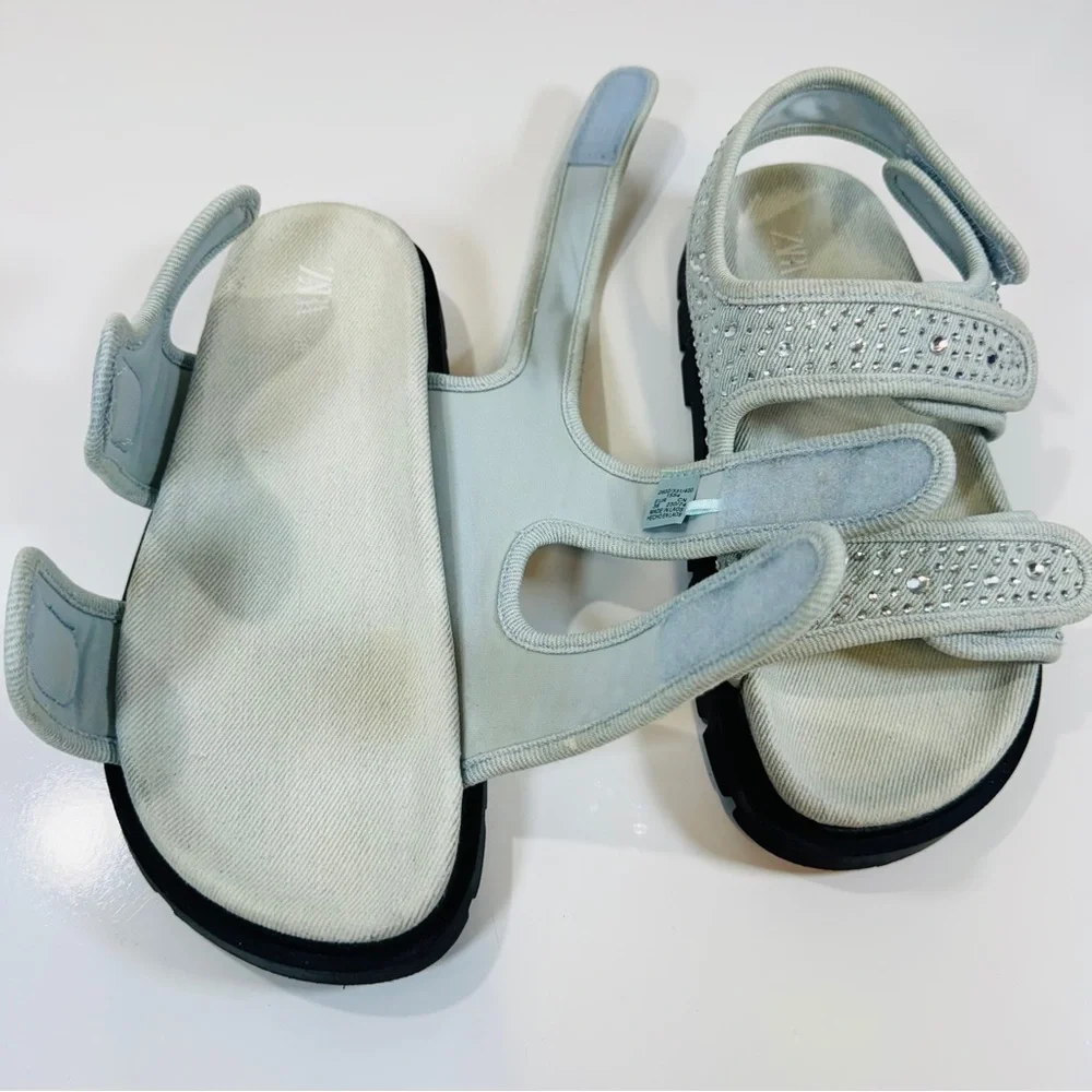 Zara Light‎ Blue Sandals with Crystals